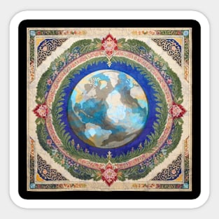 Earth mandala Islamic rug environmental protest flora pattern Sticker